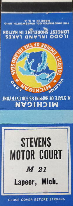 Red Oaks Motel (Stevens Moto-Court) - Matchbook (newer photo)